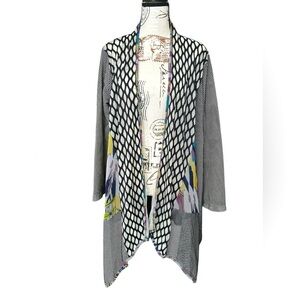 Kamana mesh fabric and mixed texture cardigan draping hem size small
